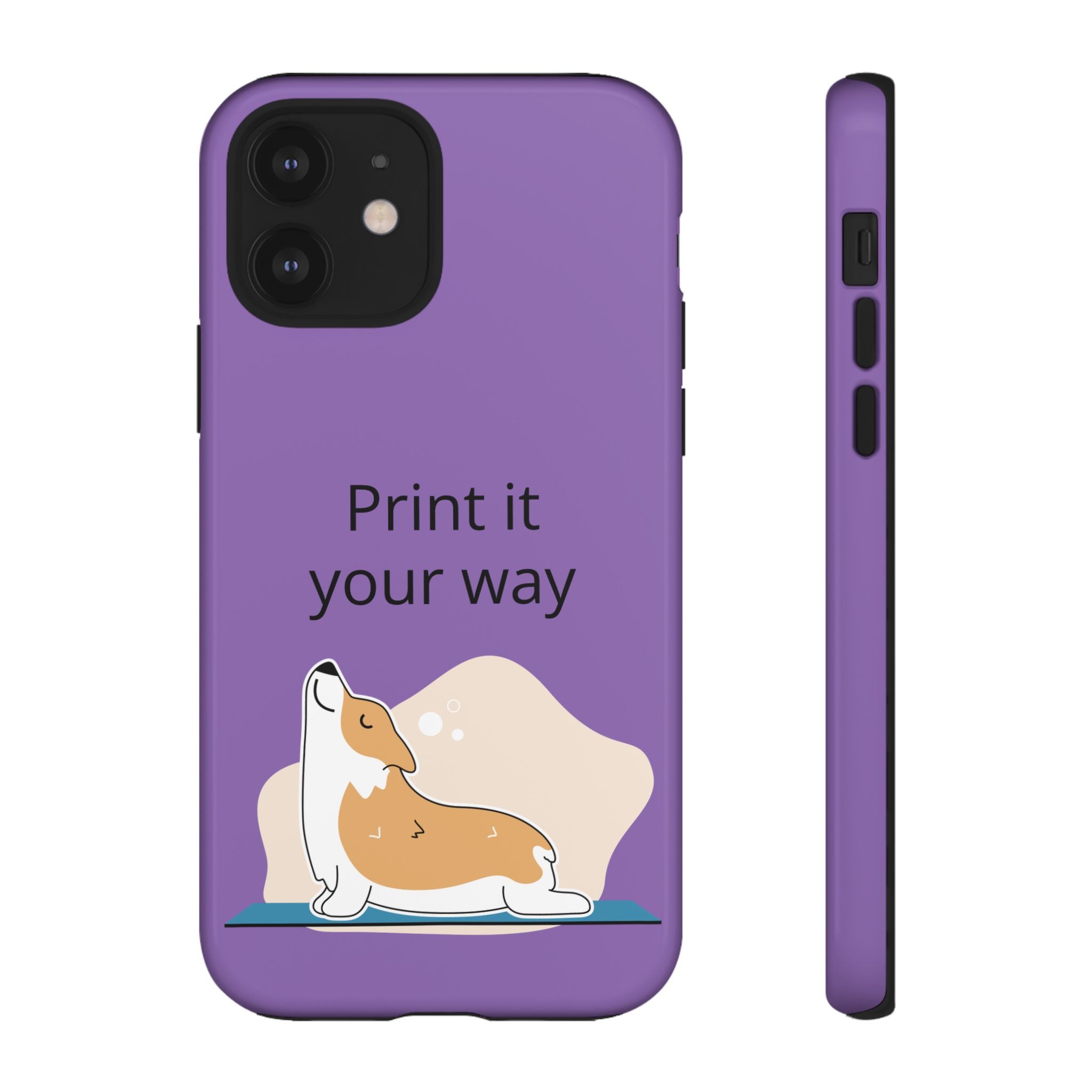Corgi Stretch Phone Case – "Print it your way" Purple Protective Case