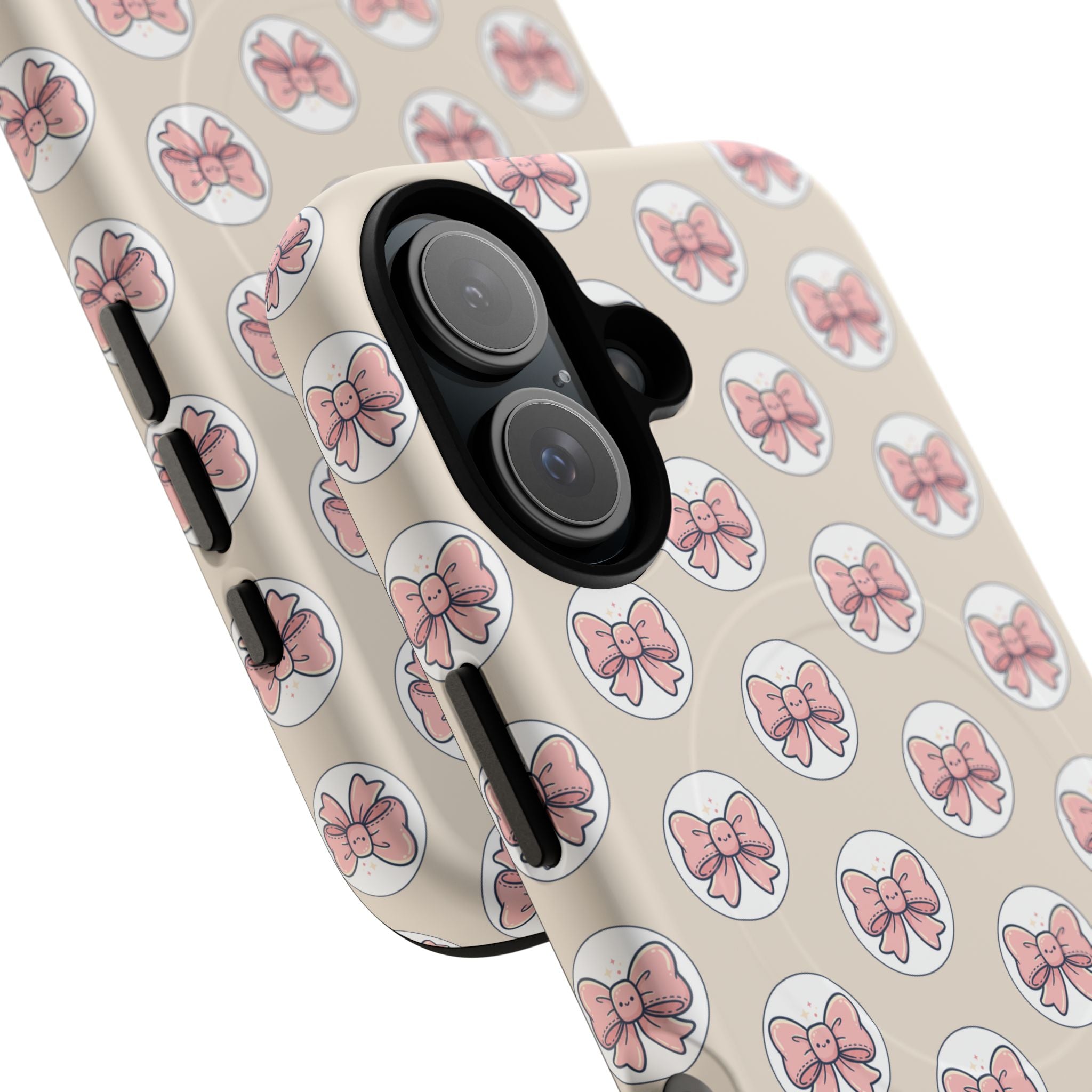 Pink Bow Pattern Tough Magnetic Phone Case — Cute Girly Magnetic Protective Case