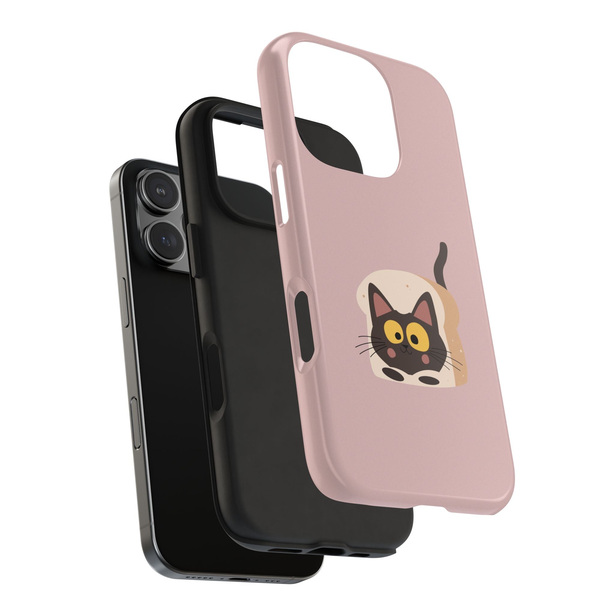 Tough Phone Case — Cute Black Cat in Bread Illustration (Protective iPhone Case)