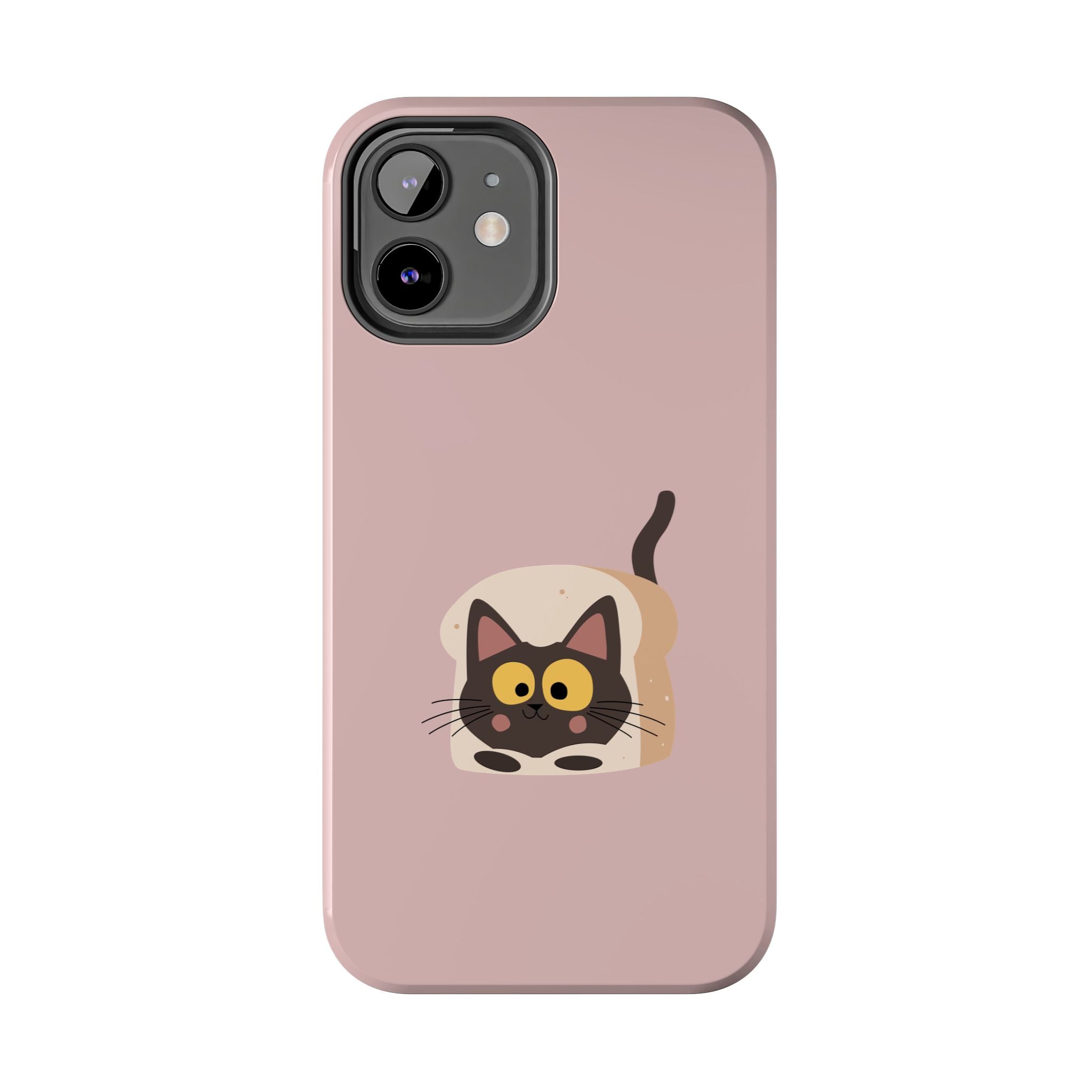 Tough Phone Case — Cute Black Cat in Bread Illustration (Protective iPhone Case)