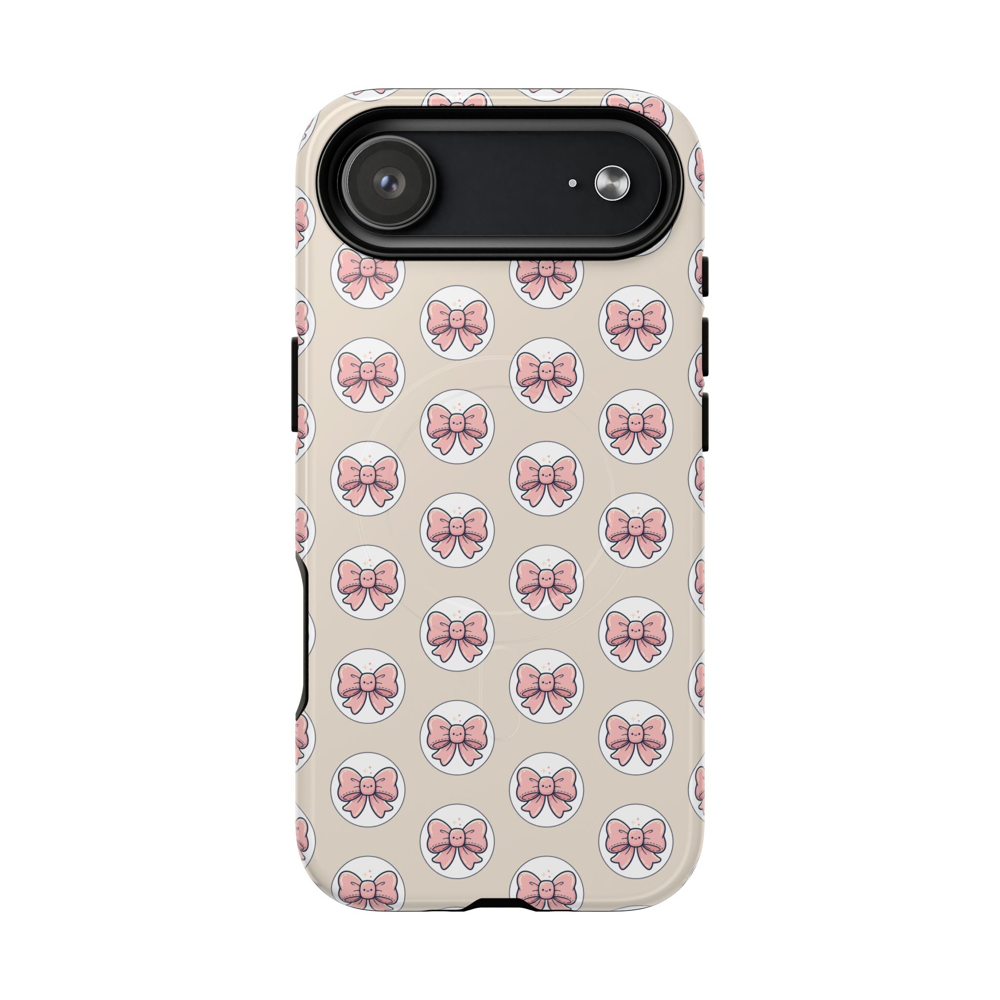 Pink Bow Pattern Tough Magnetic Phone Case — Cute Girly Magnetic Protective Case