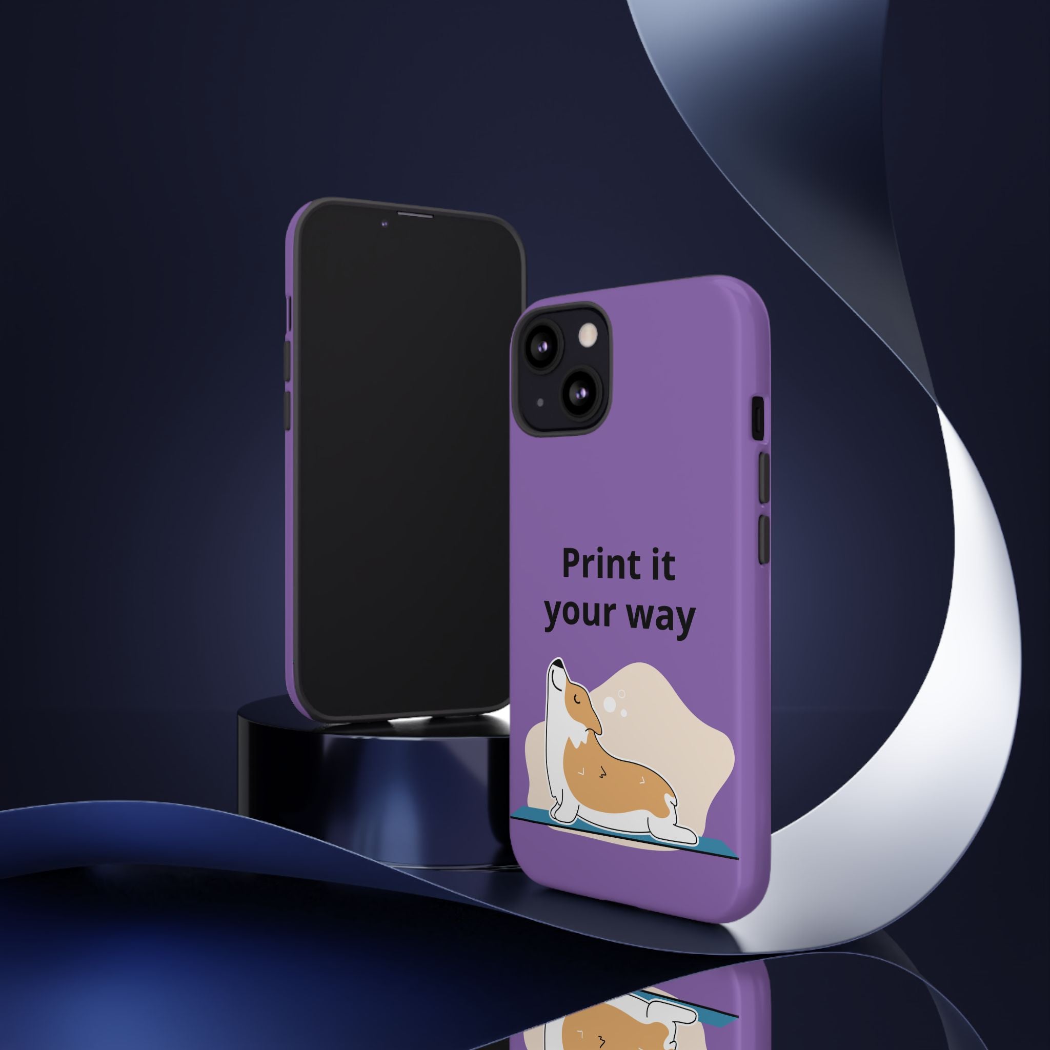 Corgi Stretch Phone Case – "Print it your way" Purple Protective Case
