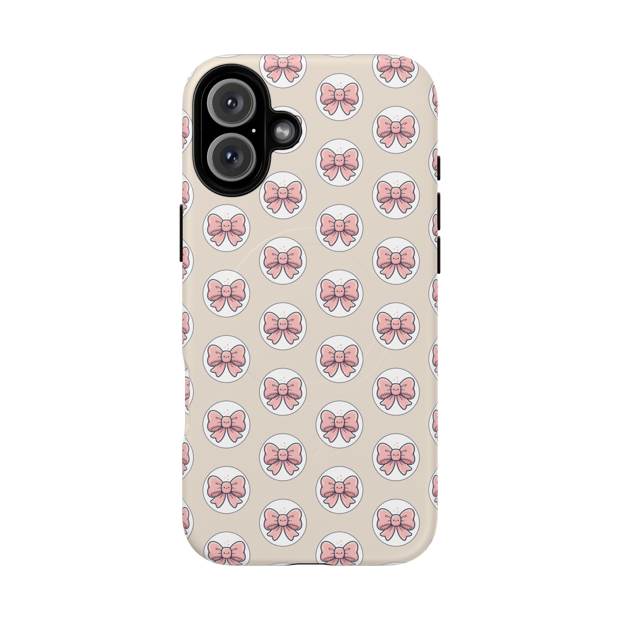 Pink Bow Pattern Tough Magnetic Phone Case — Cute Girly Magnetic Protective Case
