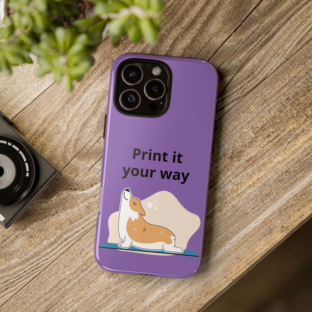 Corgi Stretch Phone Case – "Print it your way" Purple Protective Case