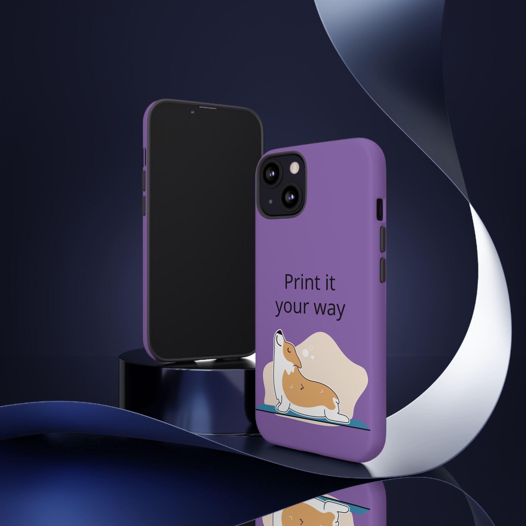 Corgi Stretch Phone Case – "Print it your way" Purple Protective Case