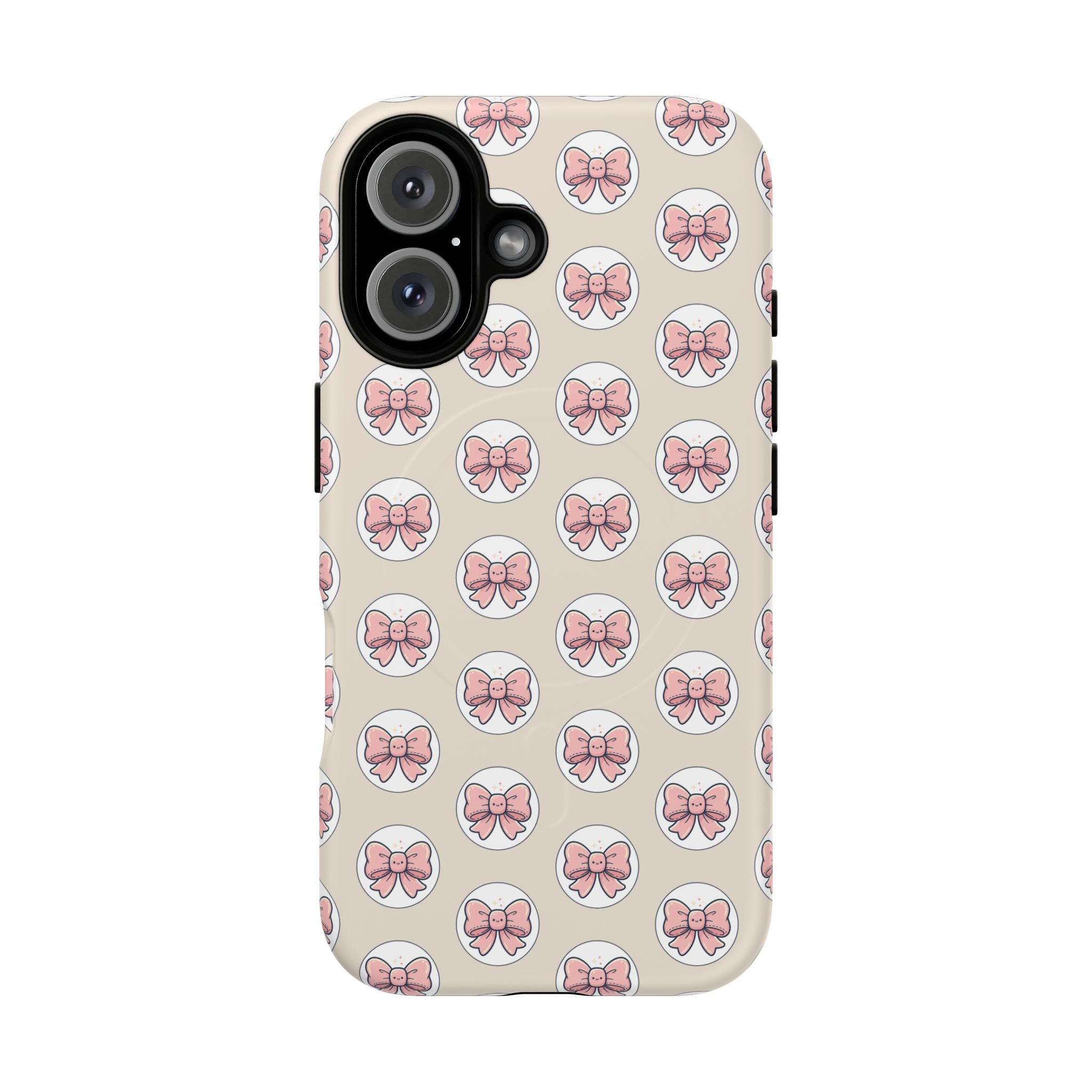 Pink Bow Pattern Tough Magnetic Phone Case — Cute Girly Magnetic Protective Case