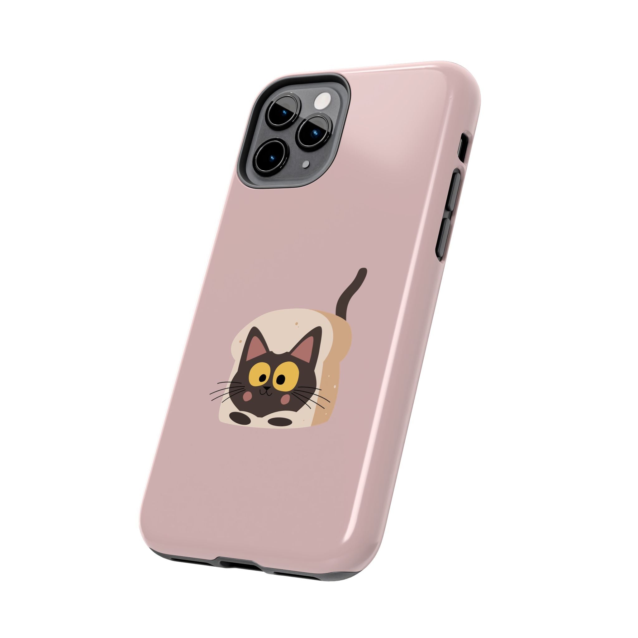 Tough Phone Case — Cute Black Cat in Bread Illustration (Protective iPhone Case)