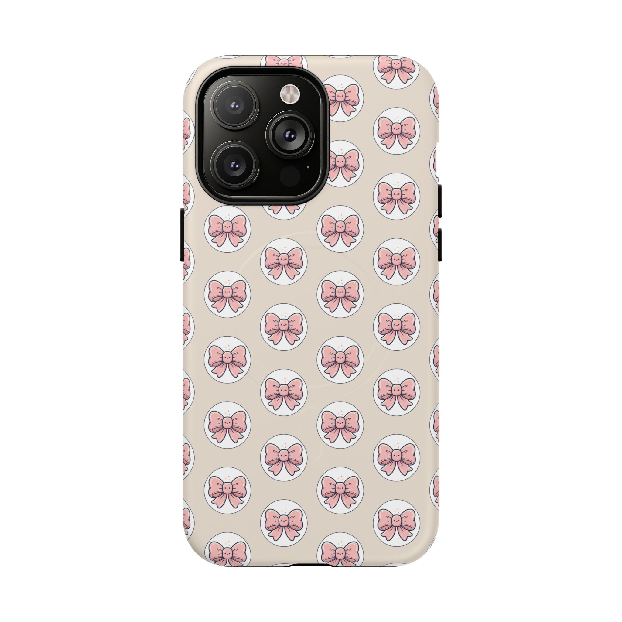 Pink Bow Pattern Tough Magnetic Phone Case — Cute Girly Magnetic Protective Case