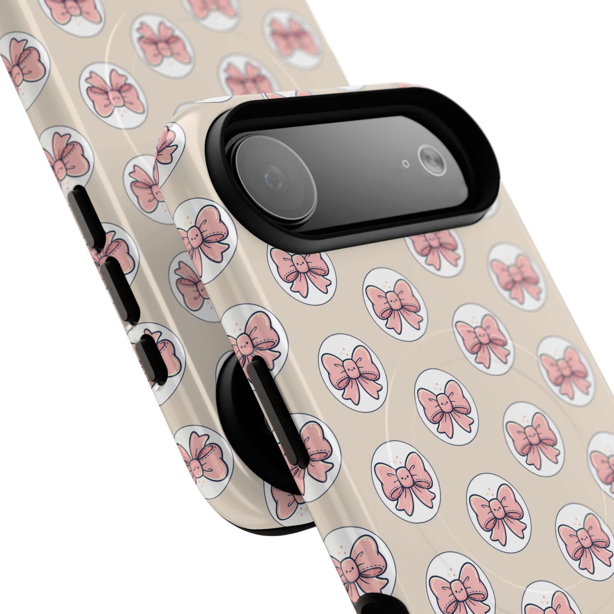 Pink Bow Pattern Tough Magnetic Phone Case — Cute Girly Magnetic Protective Case