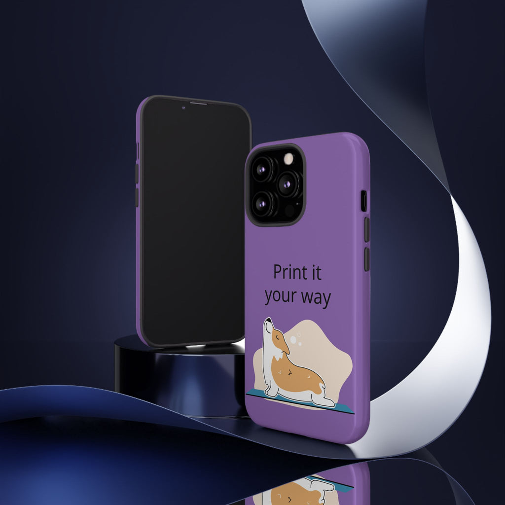 Corgi Stretch Phone Case – "Print it your way" Purple Protective Case