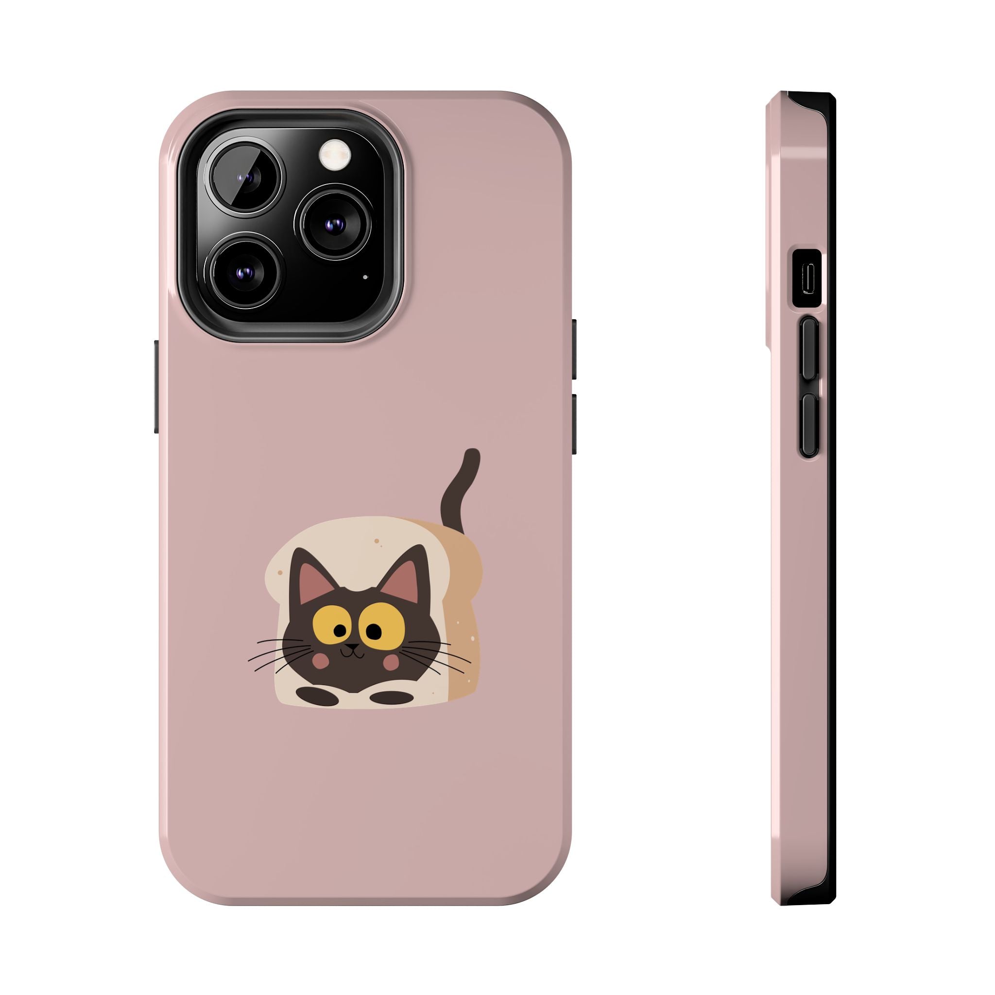 Tough Phone Case — Cute Black Cat in Bread Illustration (Protective iPhone Case)