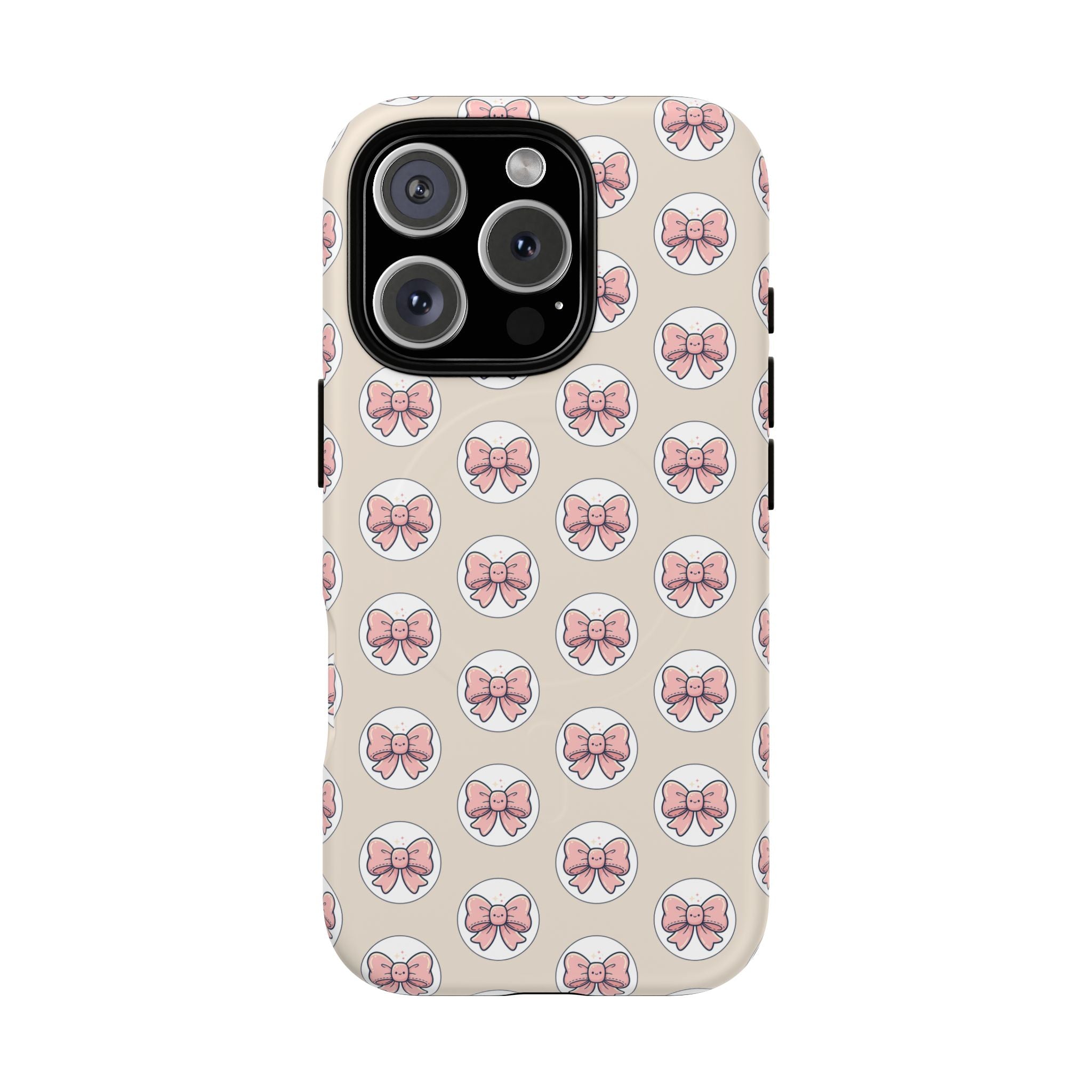 Pink Bow Pattern Tough Magnetic Phone Case — Cute Girly Magnetic Protective Case