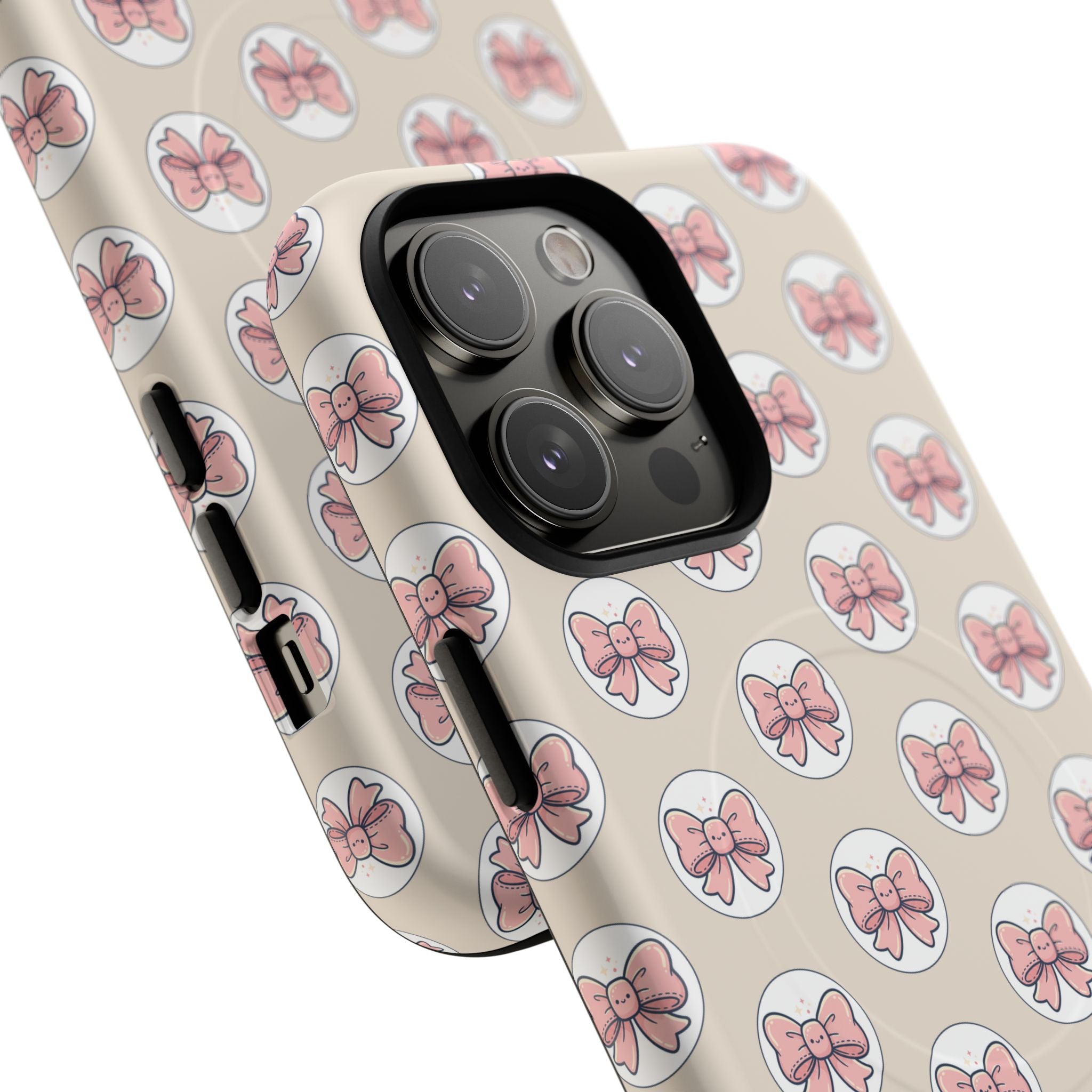 Pink Bow Pattern Tough Magnetic Phone Case — Cute Girly Magnetic Protective Case