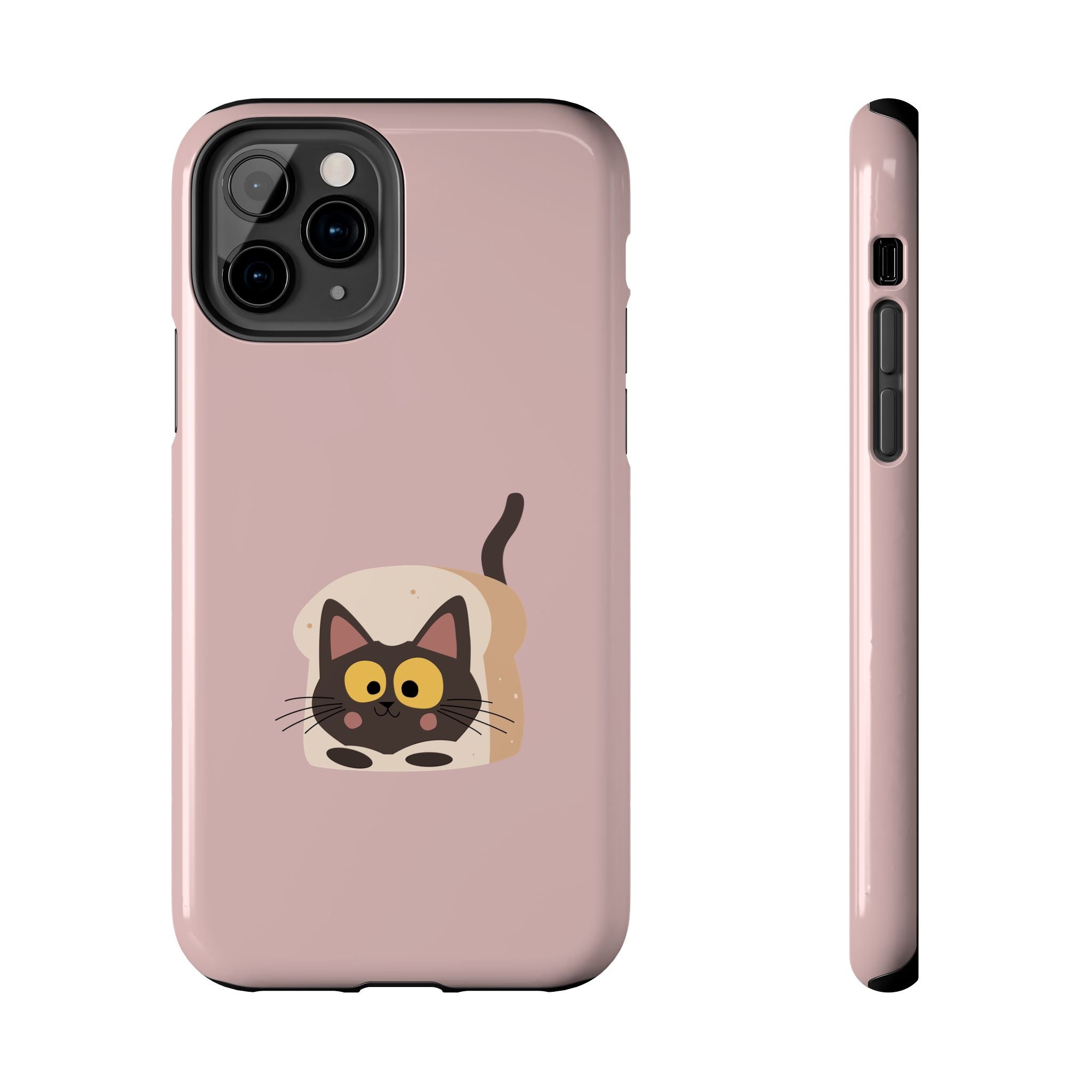Tough Phone Case — Cute Black Cat in Bread Illustration (Protective iPhone Case)
